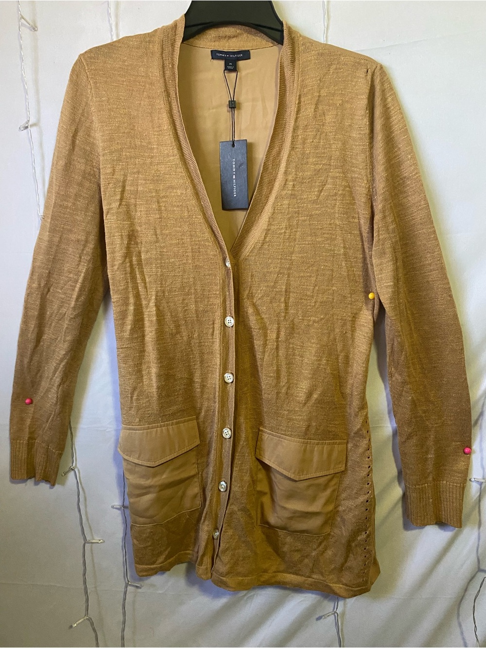 Tommy Hilfiger Camel/Tan V-Neck Button Front Cardigan